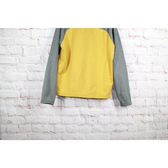 LL Bean Colorblock Gray Yellow Fleece Quarter Zip Pullover Sweater Size M - Picture 7 of 10